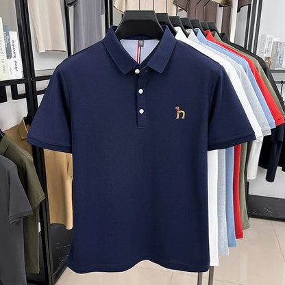 Brand Design Men's Polo Shirt Lapel Short Sleeve T-Shirt Summer New Exquisite Dog Embroider Fashion Business Handsome Men's Wear