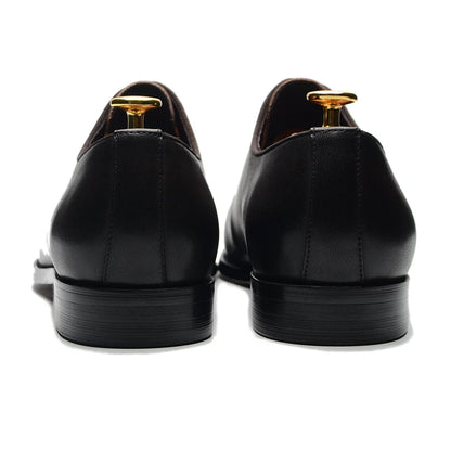Brand Designer Whole Cut Oxford Dress Shoes Men Genuine Leather Handmade Lace Up Plain Toe Business Office Formal Wedding Shoe