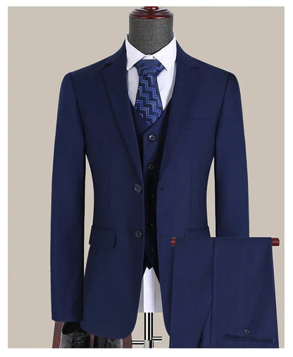 S-7XL Suit New (Blazer+ Vest + Pants) Korean Version of Slim-fit Work Clothes Fashion Business Men Casual Wedding Gentleman Suit
