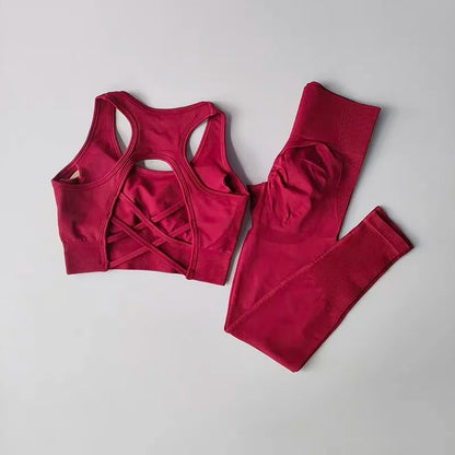 Sexy Back Design Fitness Bra for Women Pilates Shock-Proof Running  Training Tight Sports Pants Yoga Outfit Set