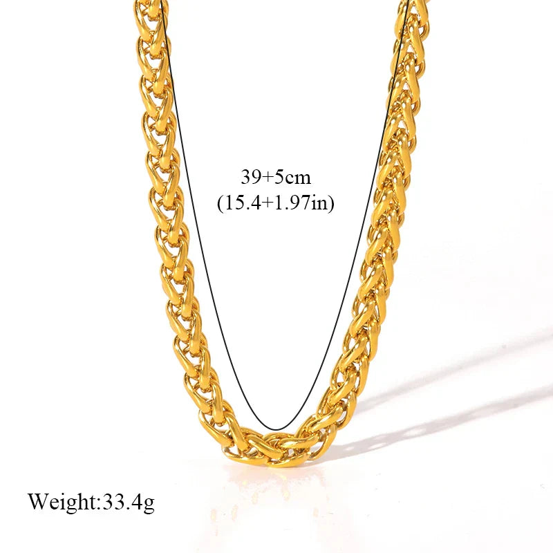 316L Stainless Steel Metal Chain Necklace For Women Fashion 18K Gold Plated Neck Chain Waterproof Jewelry Lady Gift