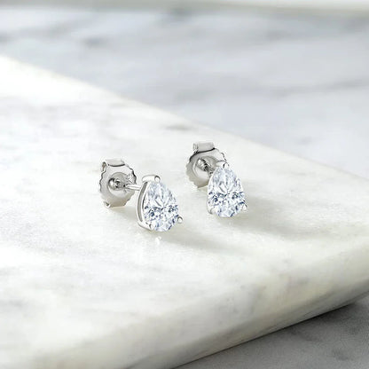 Waterdrop Solitaire Moissanite Stud Earring with Certificate 1-4CT Pear Cut Diamond Ear Studs S925 Silver Jewelry for Women Men