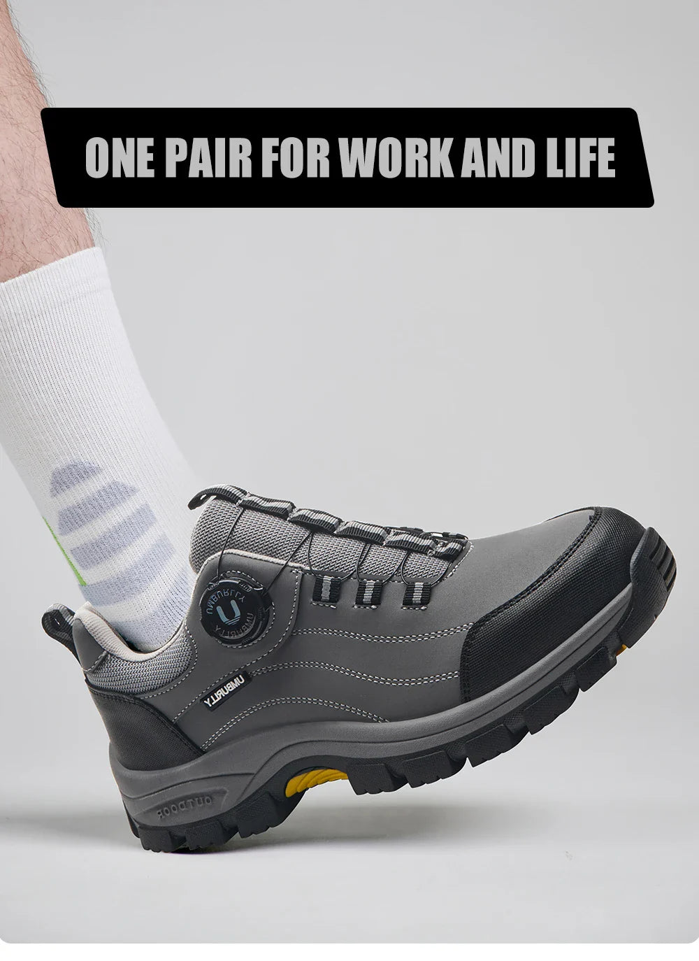 Men's Steel-Toed Safety Shoes With Anti-Crush, Anti-Puncture And Anti-Slip Soles, Fashionable Button Industrial Work Shoes
