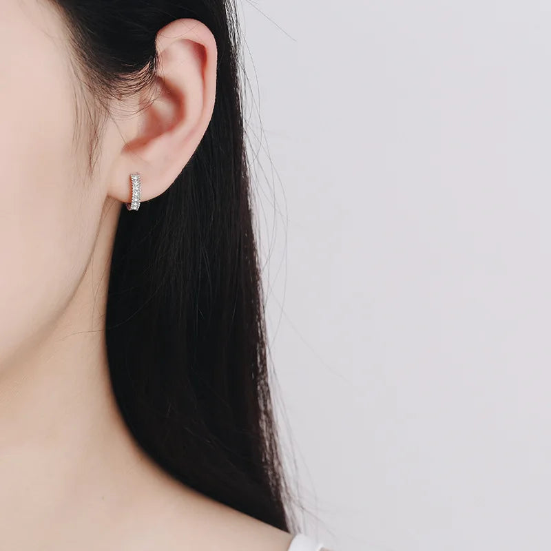 Luxury Designer 0.14CT Full Moissanite Hoop Earrings S925 Sterling Silver Earring For Women Party Wedding Fine Jewelry Gift