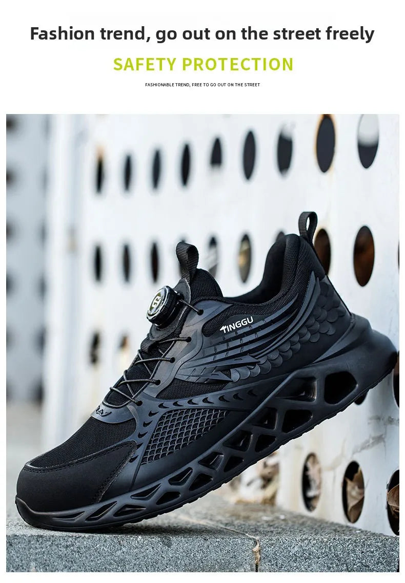 Men's Summer Mesh Labor Protection Shoes Anti-Smashing Wear-Resistant Outdoor Construction Site Protection Work Shoes Anti-Pierc