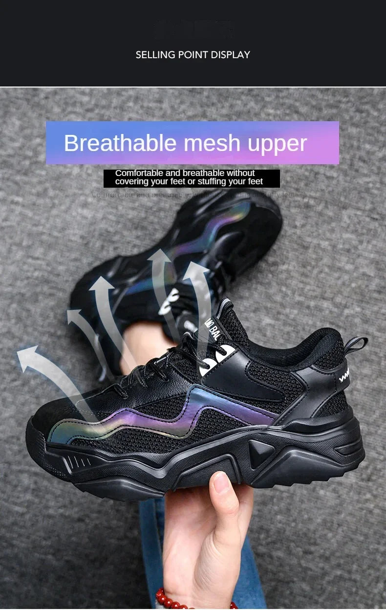 Indestructible Steel Toe Safety Shoes Lightweight Breathable Anti Smashing Puncture Proof Work Boots Protective Sneakers for Men