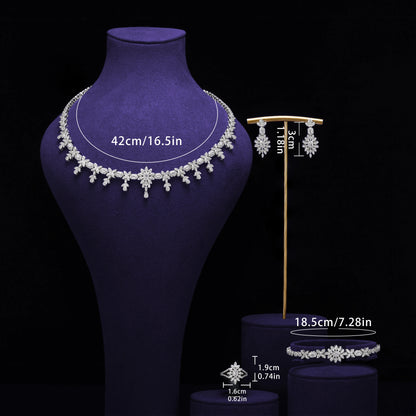 Luxury 4 Pieces Bridal Wedding Jewelry Set for Women Sparkling Cubic Zirconia Nigeria Bride Accessories