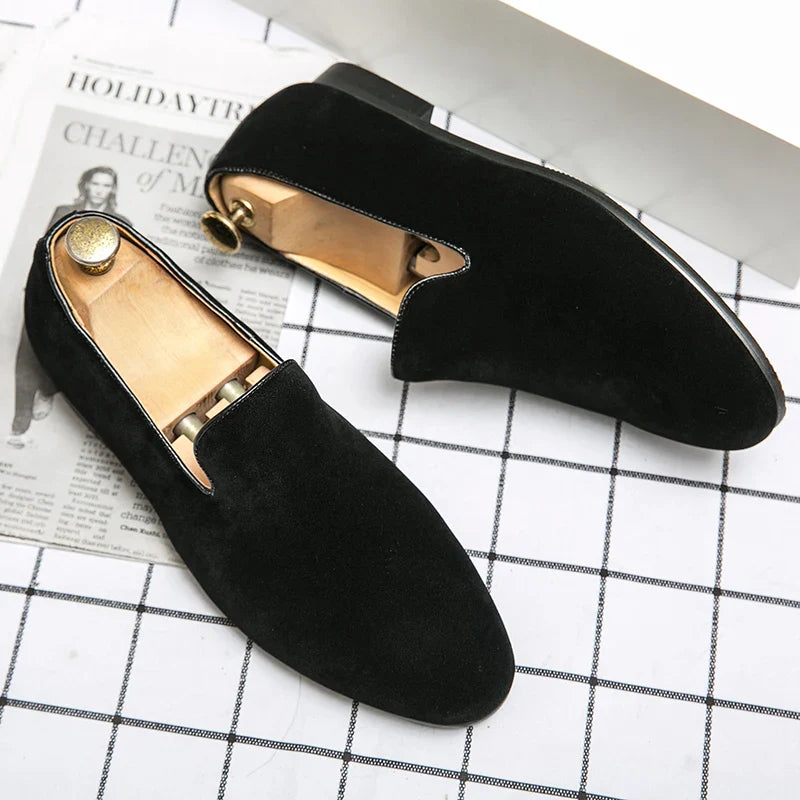 Sapatos Masculinos Mule de Couro Camurça Clássicos de Negócios para Homens Sapatos de Luxo Masculinos Mocassim Sapatos Masculinos Slip-On Sociais