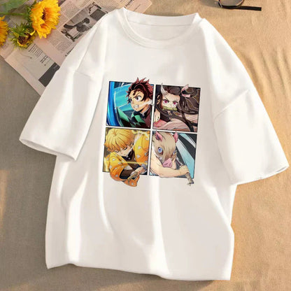 Demon Slayer Anime T-Shirt Kimetsu No Yaiba Unisex Graphic Tee Summer Short Sleeve Casual Cartoon Top Streetwear Anime Gift