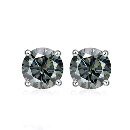 0.5ct 1ct 2ct Moissanite Stud Earrings for Women 925 Sterling Silver Pink Black Blue Grey Sparkling Lab Diamond Earring