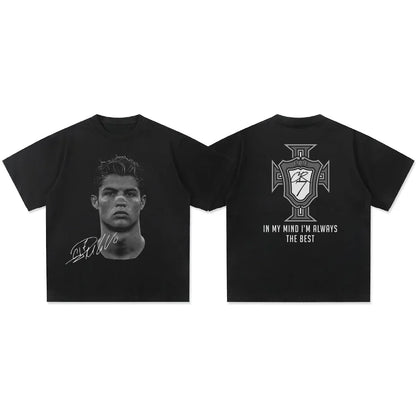 American Football Star Print Cotton Short-sleeved T-shirt Women Clothing Print Fashion Men Oversize Tee