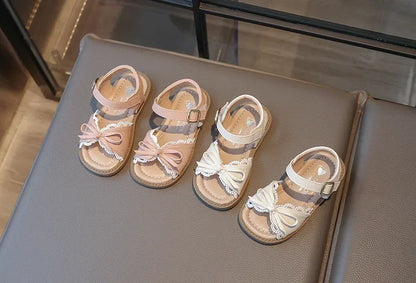 Girls Cute Lace Bow Princess Sandals New Little Kids Soft-soled Beach Summer Shoes Size 22-31