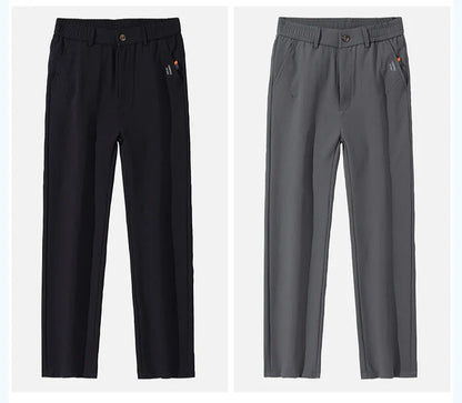 Men's Business Slim Pants Spring Thin Fashion Pocket Casual Trousers Comfortable Letter Labeling Pants Male Clothes