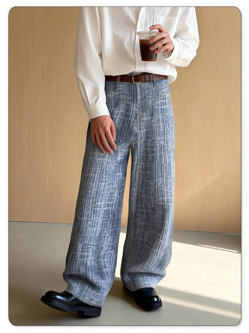 Fashionable Baggy Wide Leg Men's Women's Jacquard Jeans Japanese Korean Street Style Ultra Baggy Spring Summer Denim Pants