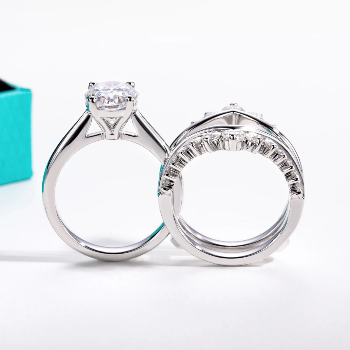 3ct Oval Moissanite Wedding Bands 18k Gold Plated 925 Sterling Silver Bridal Rings Set for Girls Jewelry Wholesale