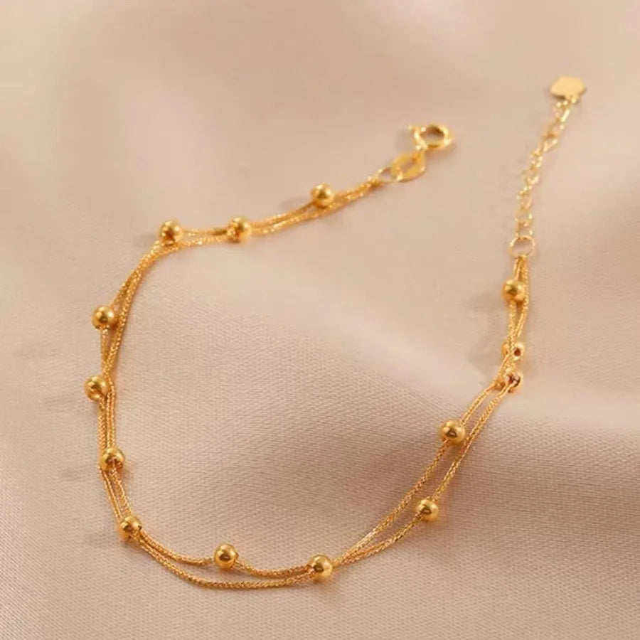18k Gold Starry Sky Bracelet Au750 Gold Bracelet Plain Chain Lucky Charm Small Gold Beads for Woman Wedding Party Jewelry Gifts