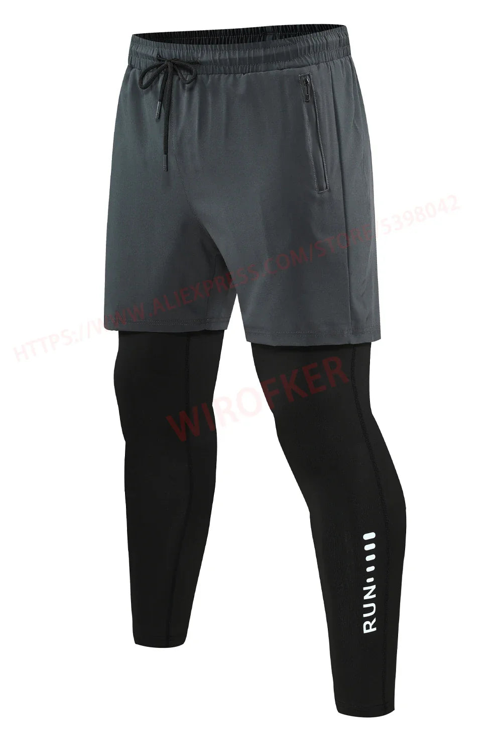 Men Run Trouser 2 In 1 Double Layer Pant Tight Training Basketball Legging Print Fitness Sweatpant With Pockets Running Trousers