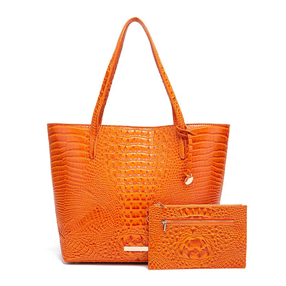 Leather Fashion Two Piece Crocodile Pattern Single Shoulder Tote Bag