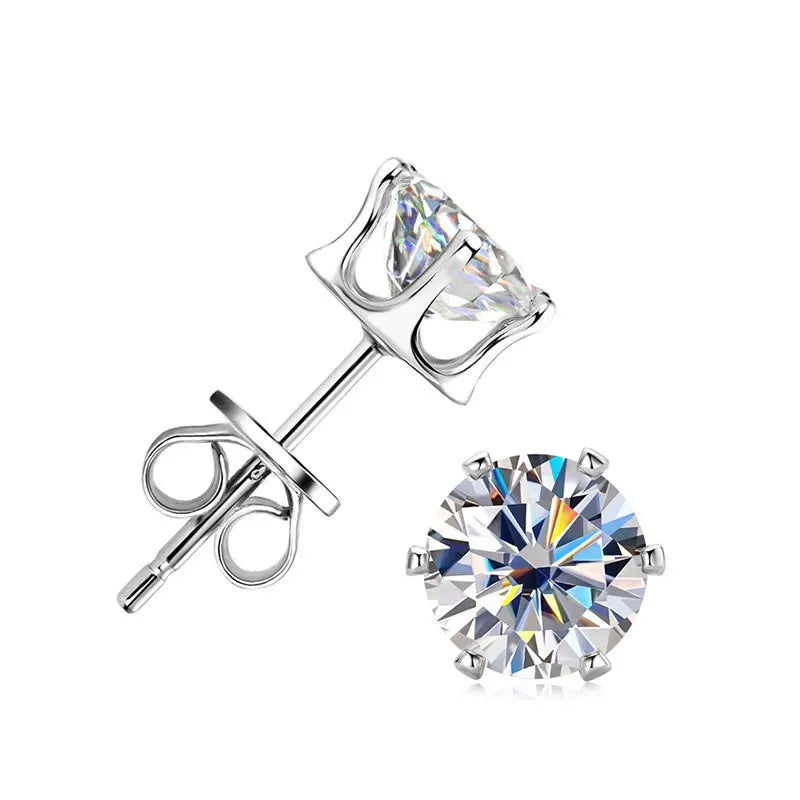 1ct D Color Moissanite Earring 925 Sterling Sliver Plated White Gold Ear Stud Wedding Engagement Earrings For Women