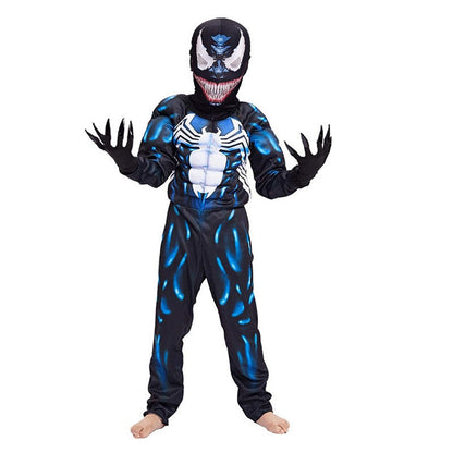 Kids Superhero Black Spider Costume Ghost Costume Onesie 3D Spandex Unisex Jumpsuit Bodysuit for Kids Halloween Cosplay