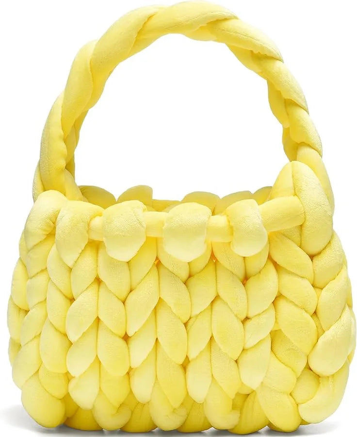 Velvet Bag DIY Hand Woven Bag Crystal Velvet Core Spun Yarn Woven Bag Hand-held Mailman Bag Velvet Handbag New