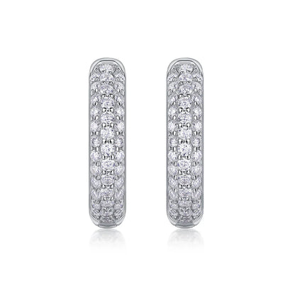 D color moissanite stud earrings 925 silver 18K gold plated hoop earrings, women's wedding party jewelry with gift box