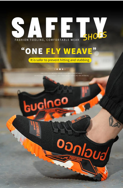 Indestructible Men Work Safety Shoes Steel Toe Work Sneakers Lightweight Anti-piercing Work Boots Industrial Construction Boots