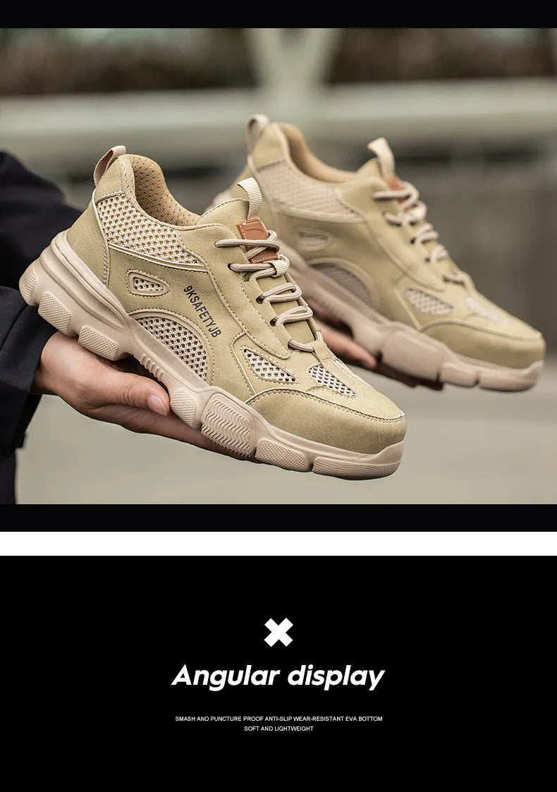 Men Safety Shoes Work Sneaker Anti-smash Non Slip Work Shoes Steel Toe Protection Shoes Lightweight Breathable Industrial Shoes