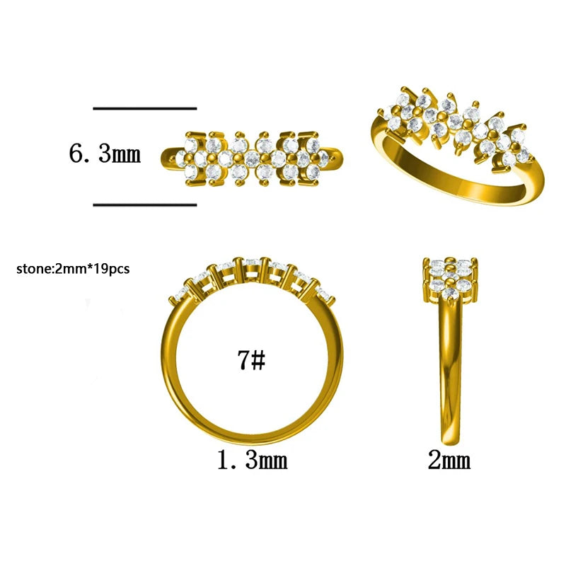 2mm Moissanite Ring With Certificate 925 Sterling Silver Cluster Flower Wedding Rings For Women 14k Gold Plated Jewelry