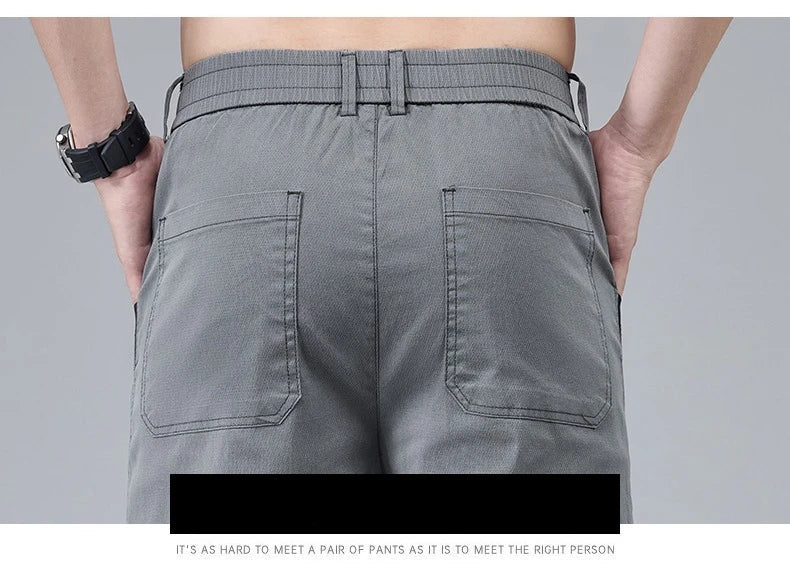 Men's Summer Lyocell Shorts Thin Breathable Comfortable Slim Korean Fashion Short Pants Elastic Waist Casual Vacation Pants