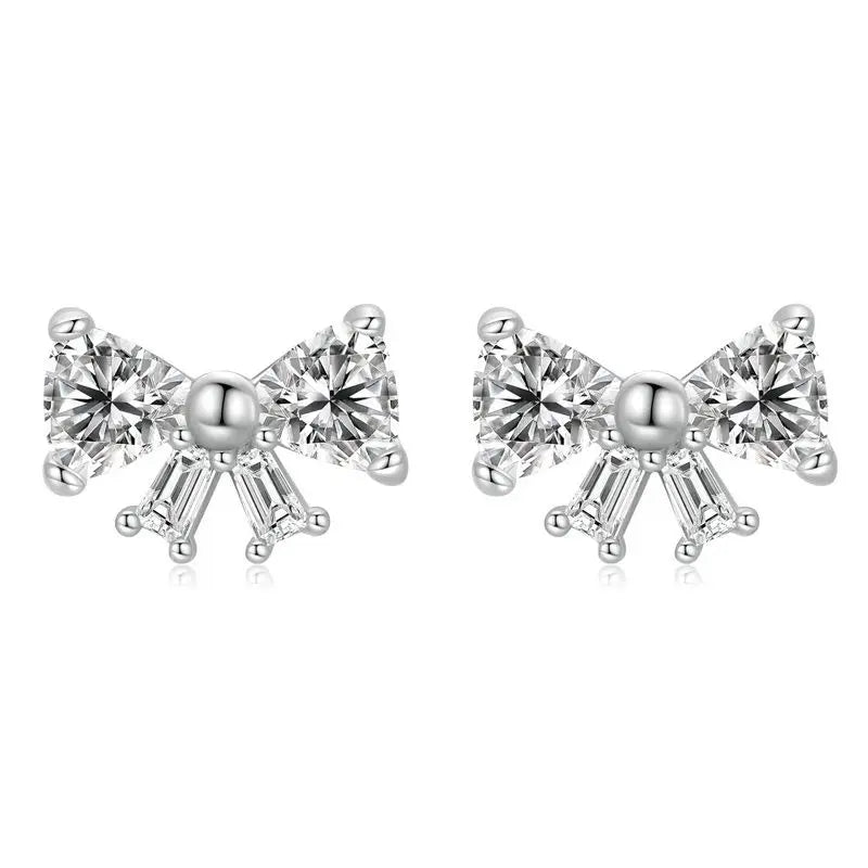925 Sterling Silver Animals Cute Paws Rainbow Stud Earrings For Women Heart Oval Flower Zircon Crab Ear Studs Jewelry Gift