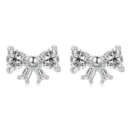 925 Sterling Silver Animals Cute Paws Rainbow Stud Earrings For Women Heart Oval Flower Zircon Crab Ear Studs Jewelry Gift