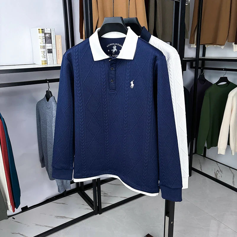Pecking Men's Summer Light Luxury Collar Polo Shirt Short Sleeved T-shirt Fashionable Versatile Top