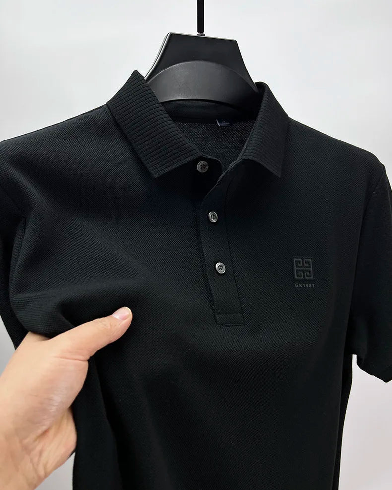 100% cotton breathable polo shirt short sleeve men's brand T-shirt 2023 summer high-end embroidery casual loose Paul shirt men's