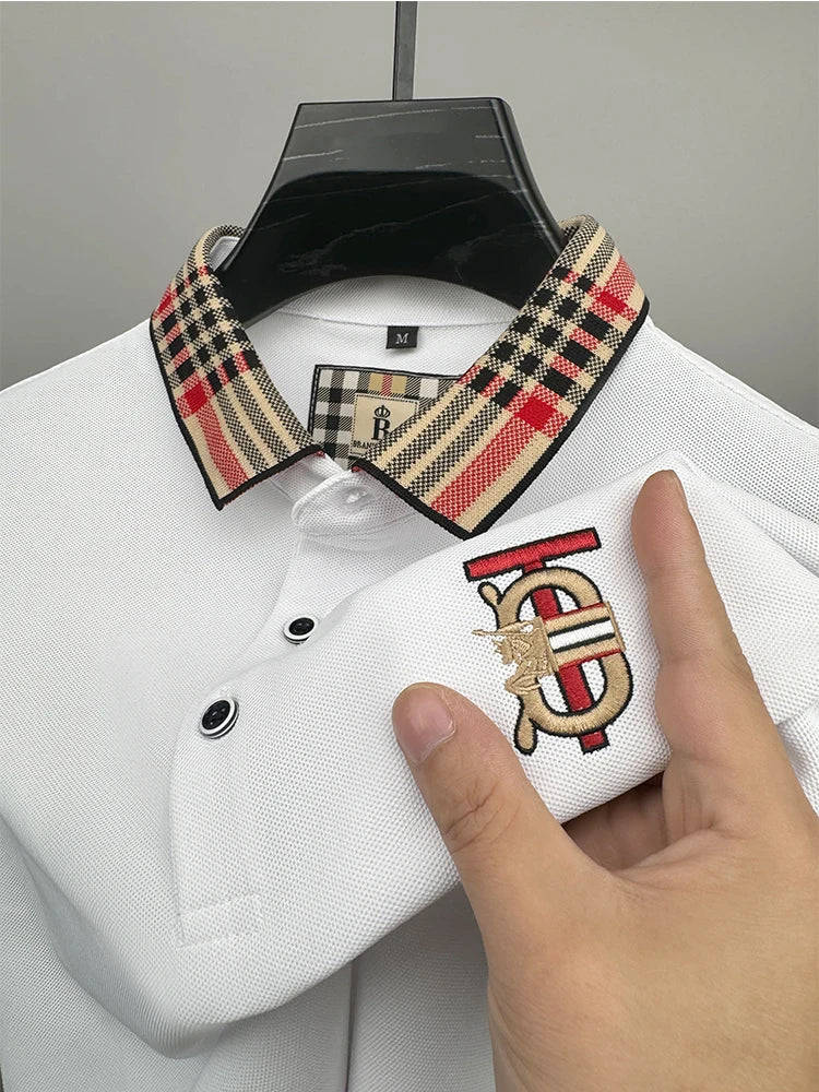 Men's Summer New Embroidered Short Sleeved Polo Shirt Luxury Brand Trendy Casual Lapel T-Shirt Breathable Top Men's Clothing
