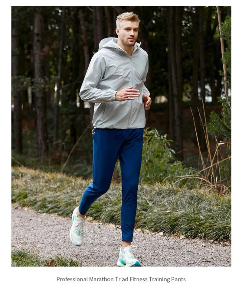 Lightweight Quick Dry Ice Silk Marathon Running Pants with Around waist Pack Breathable Workout Fitness Jogging Sport Trousers