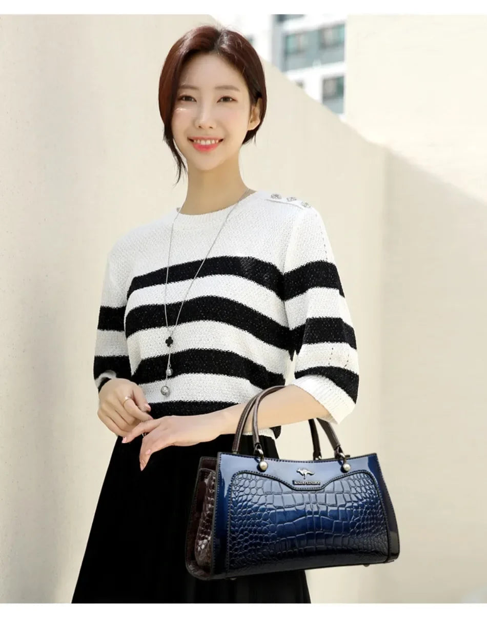 2024 Genuine High Quality  Luxury Handbag Designer Crossbody Bags for Women  Fashion Crocodile Pattern  Shoulder Bag Totes Bags
