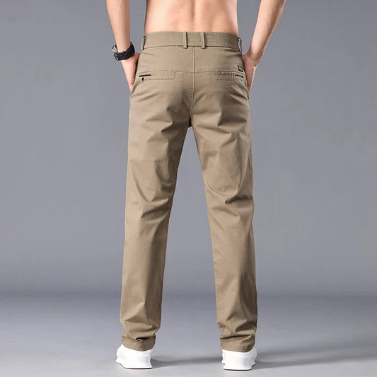 New Casual Pants Men Straight Fit Stretch Autumn Chino Trousers Male Formal Work Business Dress Khaki Fashion Spring Pants