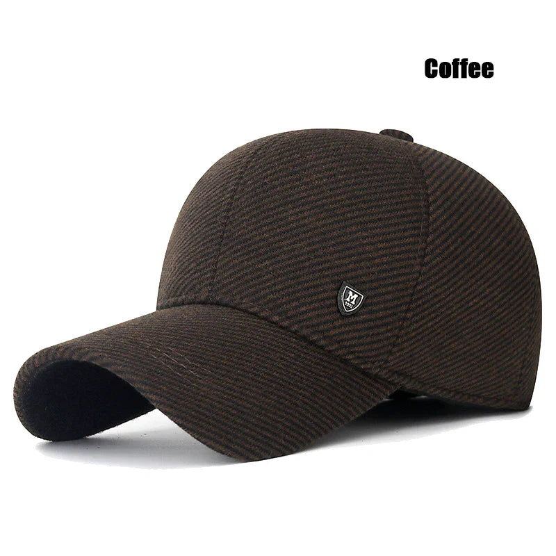 Mens Winter Baseball Cap with Ear Flaps, Baseball Winter Hats with Ear Flaps for Men Outdoor Walk Running  Adjustable Size