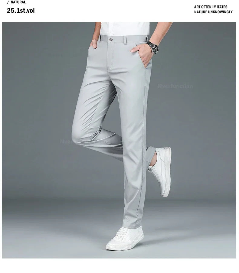 Business Pants Men Summer Clothes New Straight Classic Fashion Casual Long Pants Breathable Formal Trouser Male
