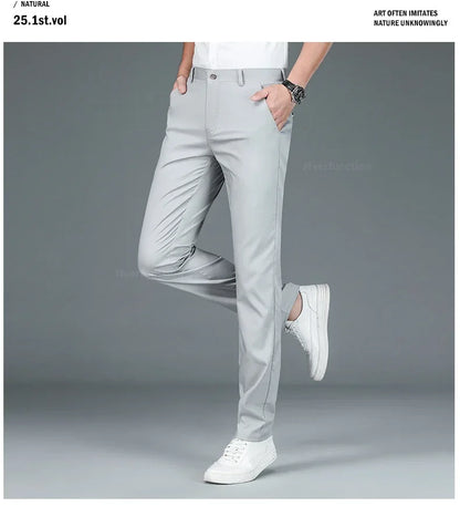 Business Pants Men Summer Clothes New Straight Classic Fashion Casual Long Pants Breathable Formal Trouser Male