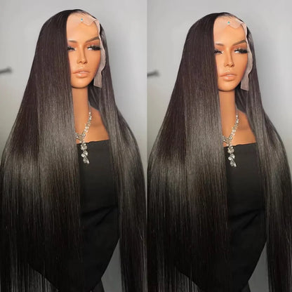 40 Inch 13x6 Hd Lace Frontal Wig 200% Density Brazilian Straight 13x4 Lace Front Human Hair Wigs Natural Hairline Bleached Knots