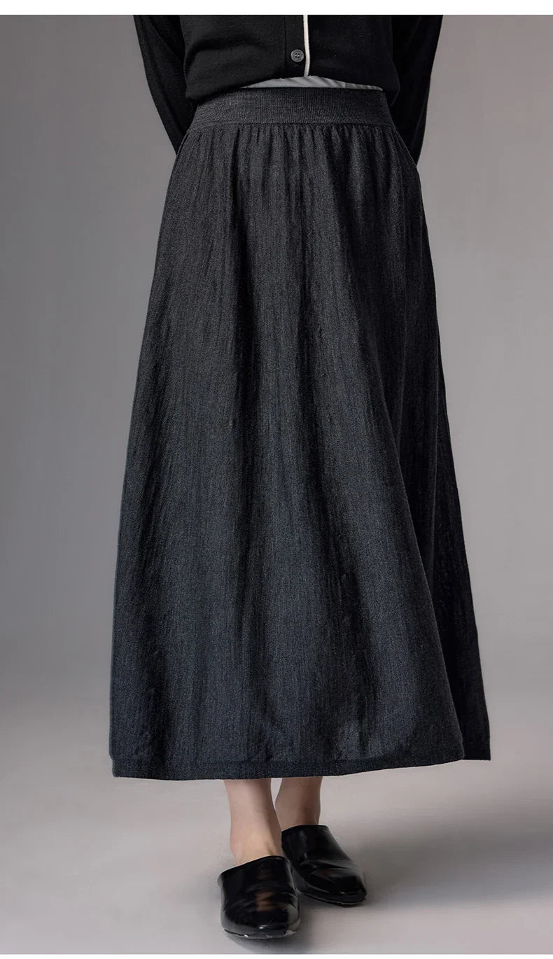 High Quality Women's 100% Worsted Wool Skirts Spring Autumn Female Knitwear Thin Lady Bottoms Cozy Clothing Summer Long Dresses