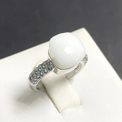 10.6mm Classic Ring for Women Light Blue Zircon Blue Topaz Candy Water Drop Crystal Ring Platinum Plated Jewelry Gift