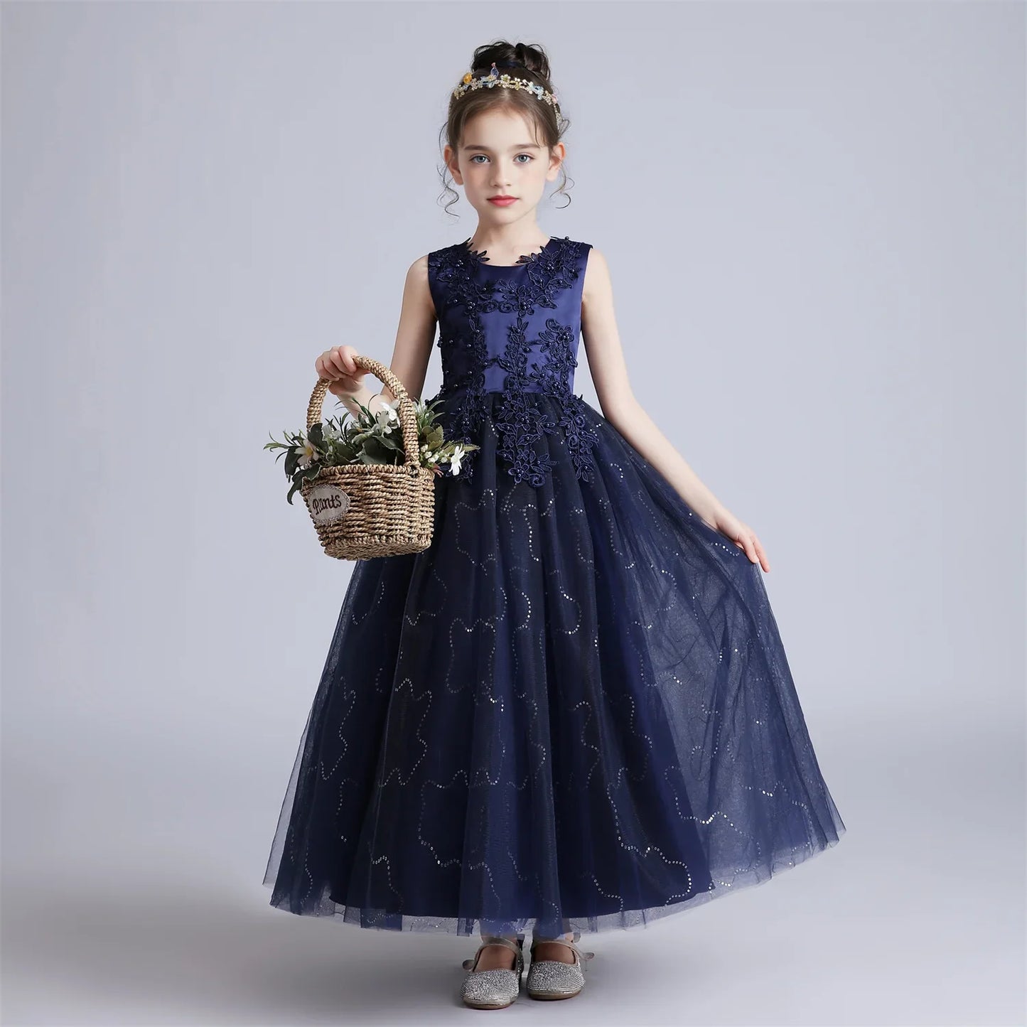 Kids Dresses For Girls Lace Dress Gown Princess Clothes Children Formal Evening Party Flower Girls Wedding Vestidois