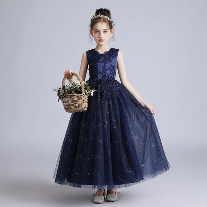 Kids Dresses For Girls Lace Dress Gown Princess Clothes Children Formal Evening Party Flower Girls Wedding Vestidois