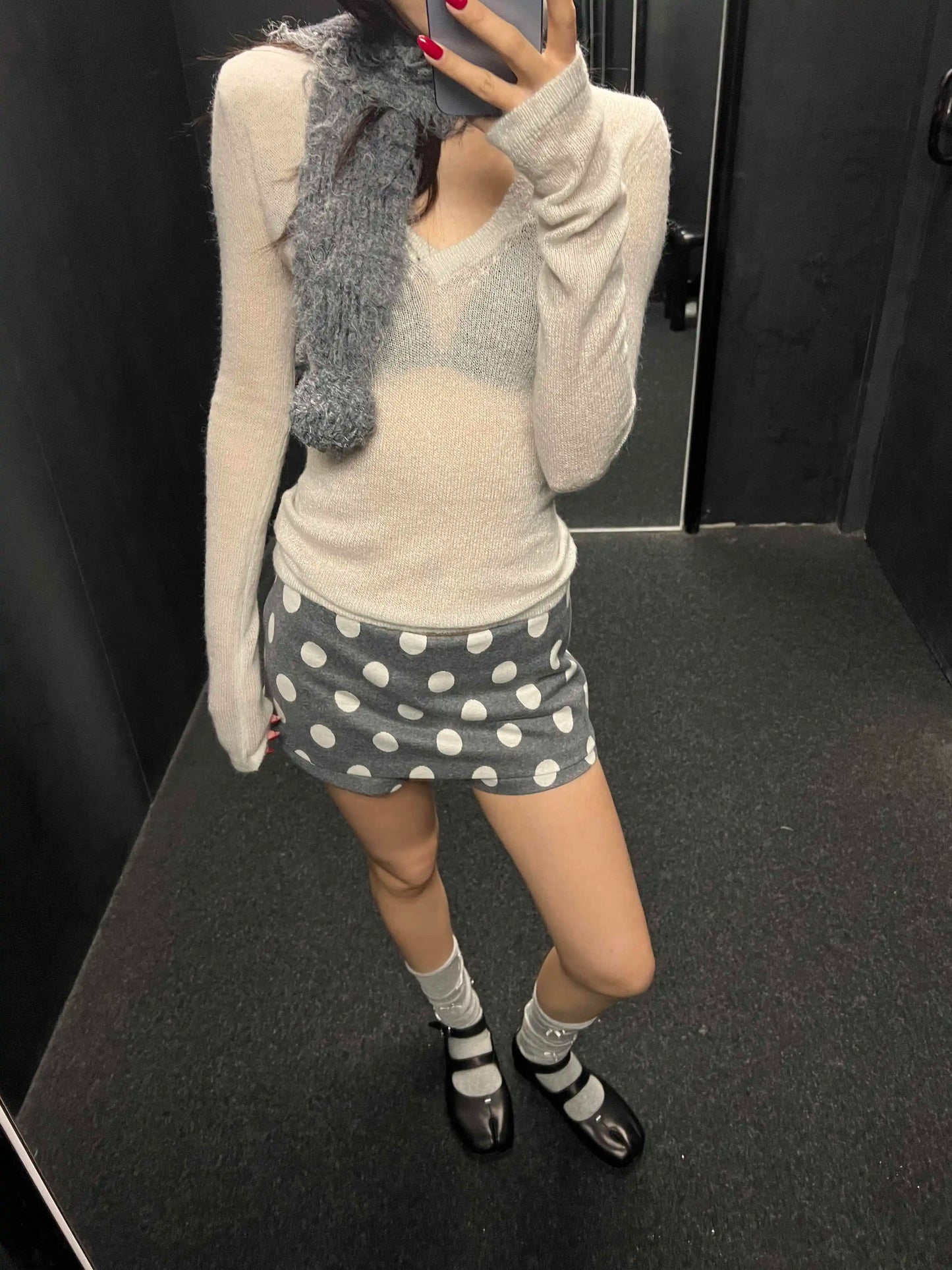 Women 2000s Aesthetic Mini Skirt Polka Dot Culottes Kpop Party Y2k High Street Cleanfit Korean Fashion Design Gyaru  Coquette