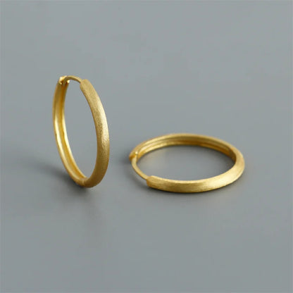 Real 925 Sterling Silver Minimalist Bohemian Round Ear Buckle for Women Punk Unisex Rock Hoop Earring Jewelry Accessories
