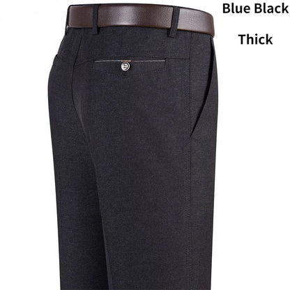 Men's Business Casual Pants Lightweight Summer Thin Autumn Thick Gentle Trousers Male Brand Fashion Suit Pant Solid Black Grey