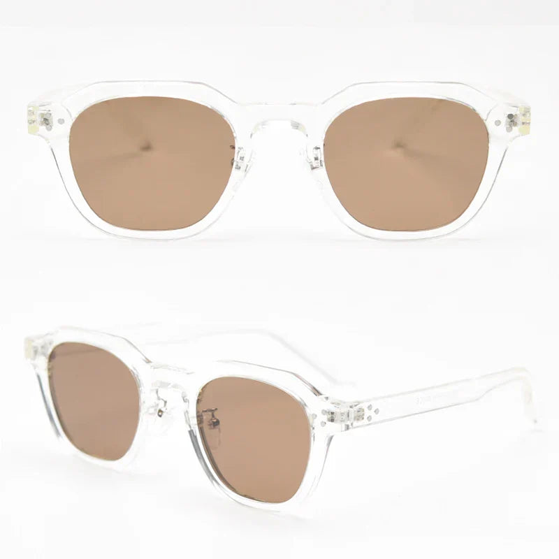 retro sun glasses for women TR90 frame polygon polarized sunglasses uv400 male green brown 2023 summer